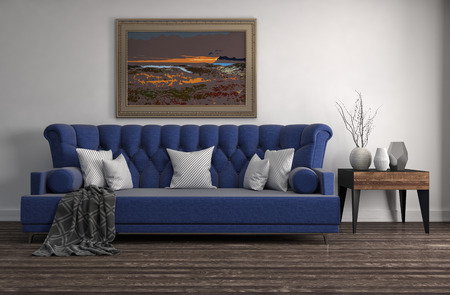interior with sofa. 3d illustration