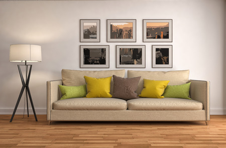 interior with sofa. 3d illustrationの写真素材