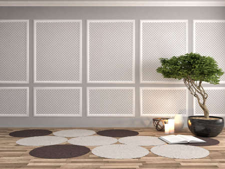 interior with plant. 3d illustration