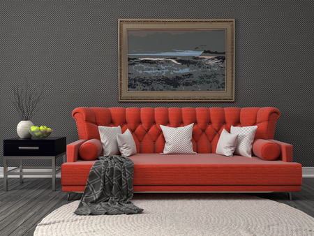 interior with sofa. 3d illustrationの写真素材
