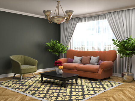 interior with sofa. 3d illustrationの写真素材