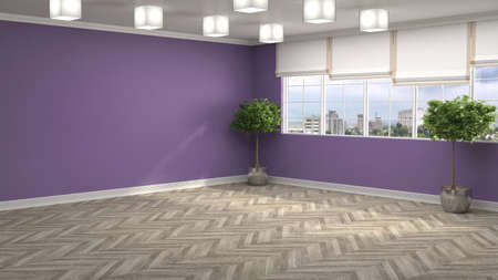 interior with large window. 3d illustrationの写真素材