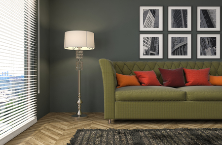 interior with sofa. 3d illustrationの写真素材