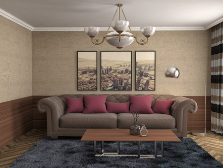 interior with sofa. 3d illustration