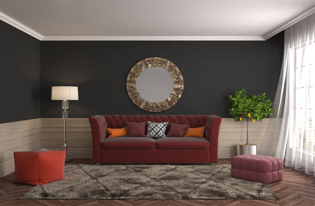 interior with sofa. 3d illustration