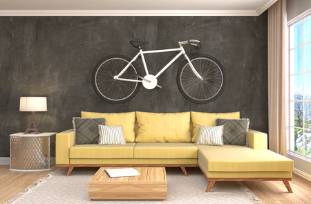 interior with sofa. 3d illustrationの写真素材