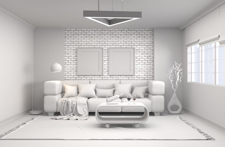 interior with sofa. 3d illustration