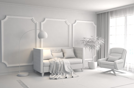 interior with sofa. 3d illustration