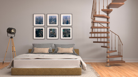 Bedroom interior. 3d illustrationの写真素材