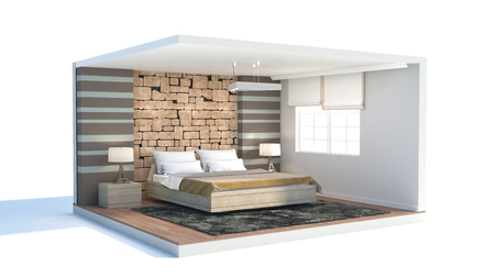 Bedroom interior. 3d illustrationの写真素材