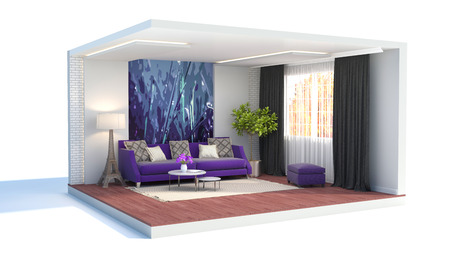 interior with sofa. 3d illustration