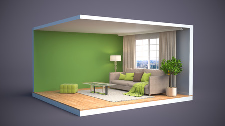 interior with sofa. 3d illustration