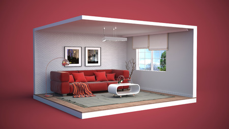 interior with sofa. 3d illustration