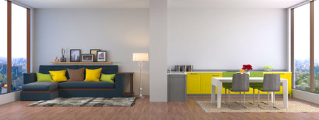 interior with sofa. 3d illustration