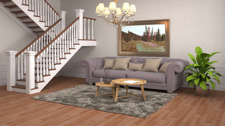 interior with sofa. 3d illustrationの写真素材