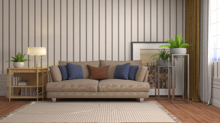interior with sofa. 3d illustrationの写真素材