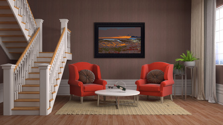 interior with chair. 3d illustration