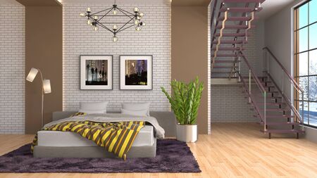 Bedroom interior. 3d illustration