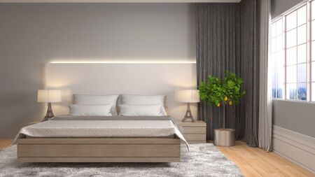 Bedroom interior. 3d illustrationの写真素材