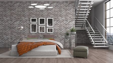 Bedroom interior. 3d illustrationの写真素材