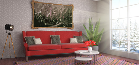 interior with sofa. 3d illustrationの写真素材