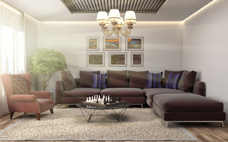 interior with sofa. 3d illustration
