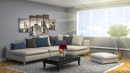 interior with sofa. 3d illustration