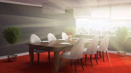Interior dining area. 3d illustrationの写真素材