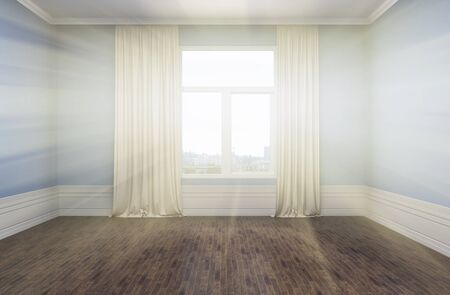 interior with large window. 3d illustrationの写真素材