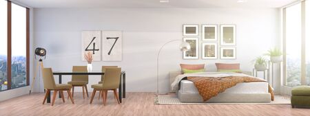 Bedroom interior. 3d illustration