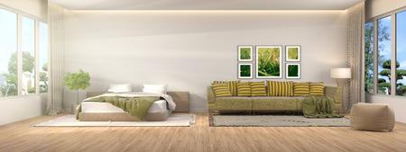interior with sofa. 3d illustration