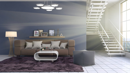 interior with sofa. 3d illustration