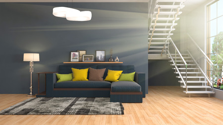 interior with sofa. 3d illustration