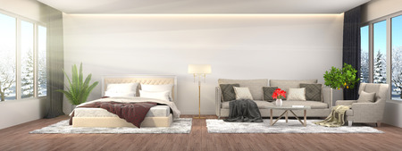 interior with sofa. 3d illustration