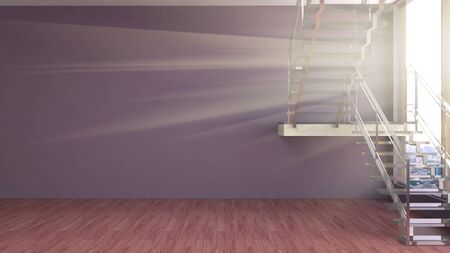 interior with large window. 3d illustrationの写真素材