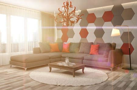interior with sofa. 3d illustrationの写真素材