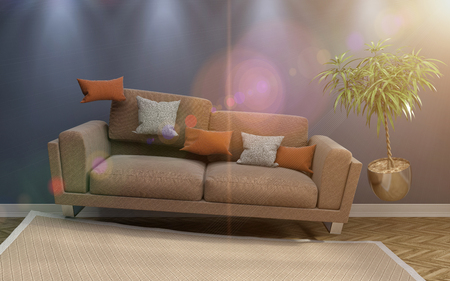 interior with sofa. 3d illustrationの写真素材