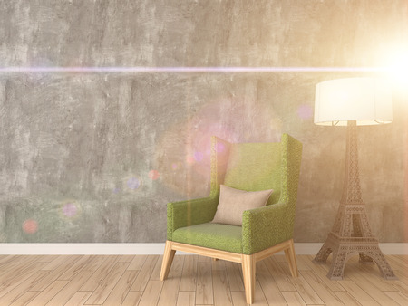 interior with chair. 3d illustrationの写真素材