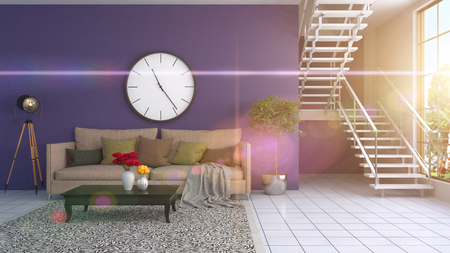 interior with sofa. 3d illustrationの写真素材