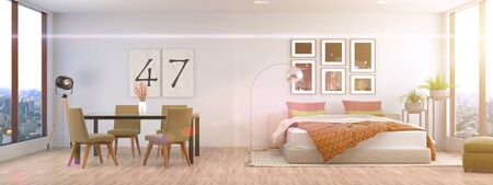 Bedroom interior. 3d illustration