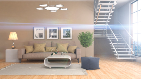 interior with sofa. 3d illustrationの写真素材