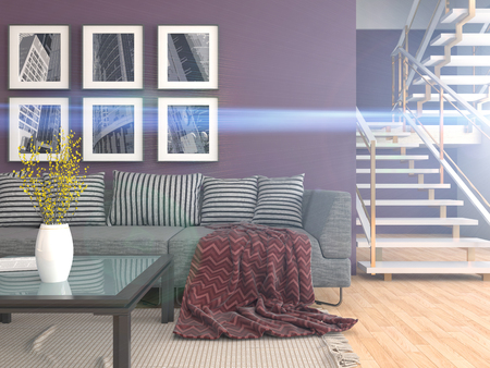 interior with sofa. 3d illustrationの写真素材