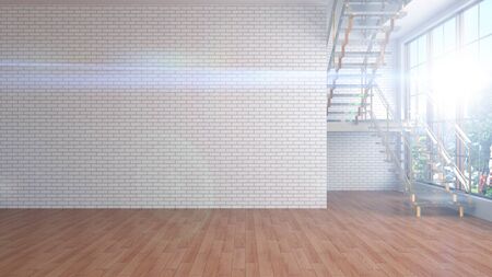 interior with large window. 3d illustrationの写真素材