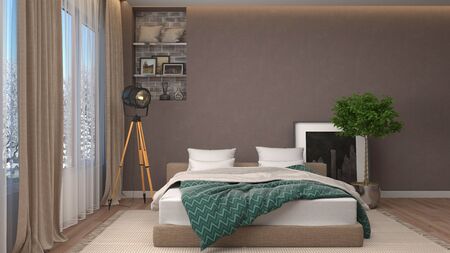 Bedroom interior. 3d illustration