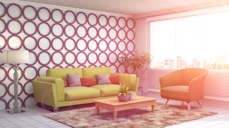 interior with sofa. 3d illustrationの写真素材