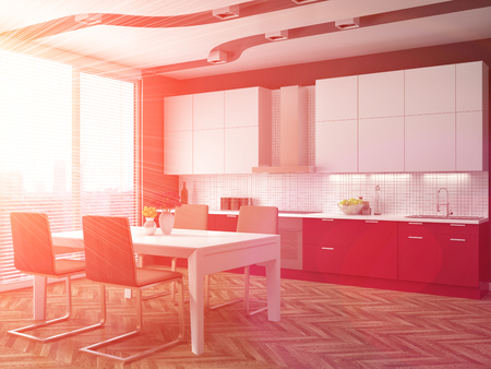 Kitchen interior. 3d illustrationの写真素材