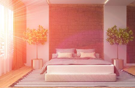Bedroom interior. 3d illustrationの写真素材