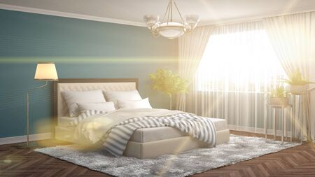 Bedroom interior. 3d illustrationの写真素材