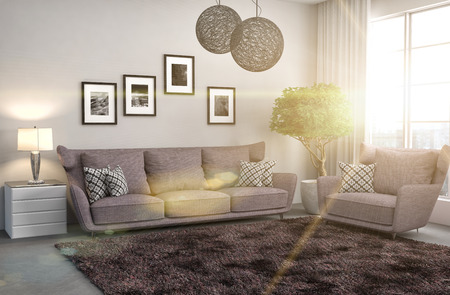 interior with sofa. 3d illustration
