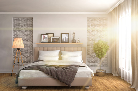 Bedroom interior. 3d illustrationの写真素材